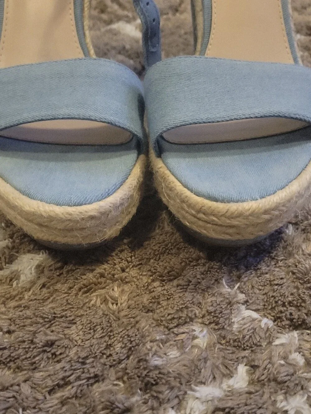 ALDO Light Blue Canvas Slingback Espadrille Wedge Sandals